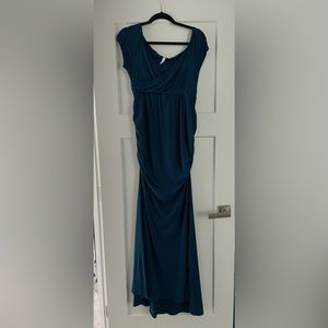 Dark Teal Off the Shoulder Maternity Dress